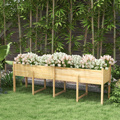 Wooden Raised Garden Bed Planter, Large Elevated Planter Box with Legs, Bed Liner and Drain Holes, Grey