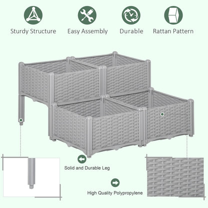1 Piece Raised Garden Bed PP Raised Flower Bed Vegetable Herb Grow Box Stand Brown
