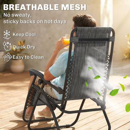 Zero Gravity Chair Set of 2 Patio Chair with Side Table Cupholders and Pillows for Pool, Backyard, Lawn, Black