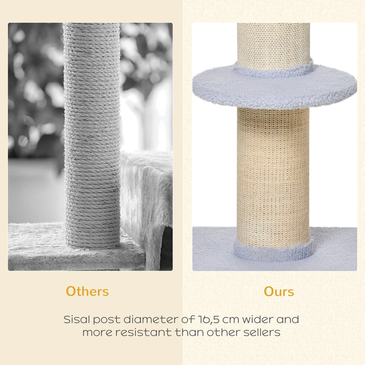 Cat Tree Kitty Tower with Sisal Mat Scratching Post, Cat Bed, Cushion, Perch, 18" x 18" x 36", Brown