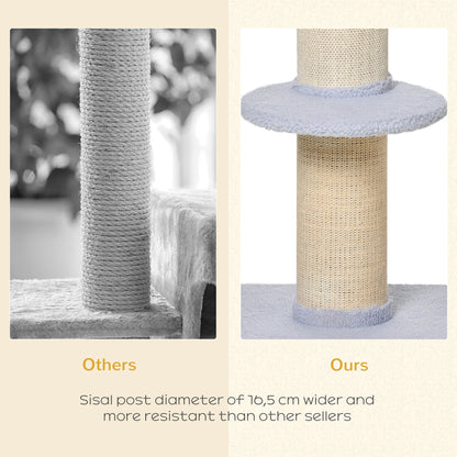 Cat Tree Kitty Tower with Sisal Mat Scratching Post, Cat Bed, Cushion, Perch, 18" x 18" x 36", Brown