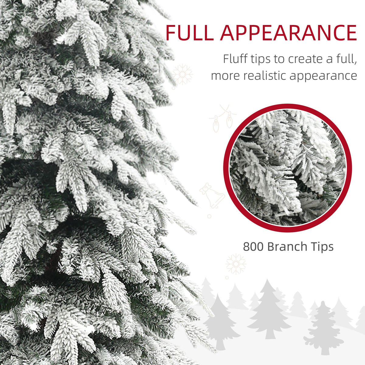 6ft Pencil Flocked Artificial Christmas Tree with 600 Branch Tips, Auto Open and Steel Base, Green