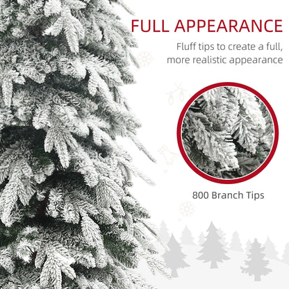 6ft Pencil Flocked Artificial Christmas Tree with 600 Branch Tips, Auto Open and Steel Base, Green