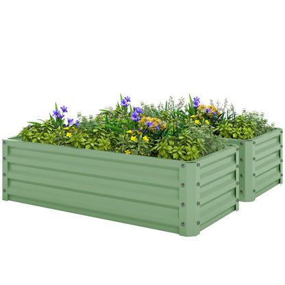 Galvanized Raised Garden Beds, Outdoor Planter Box, Set of 2, for Flowers, Herbs and Vegetables, Black