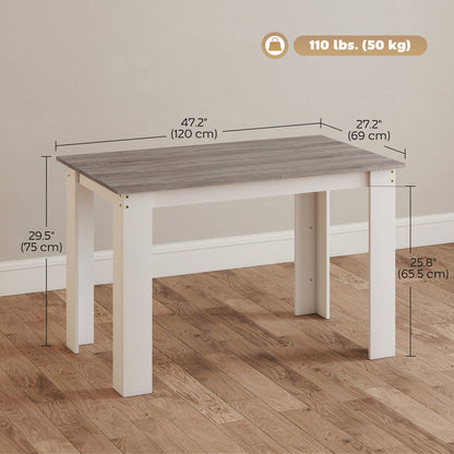 47" Kitchen Table for 4-6 People, Dining Table with Wood Effect for Dining Room, Black