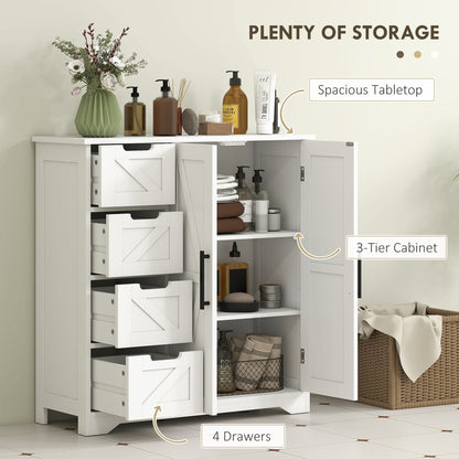 Bathroom Floor Cabinet, Farmhouse Bathroom Storage Cabinet with Adjustable Shelf, Black