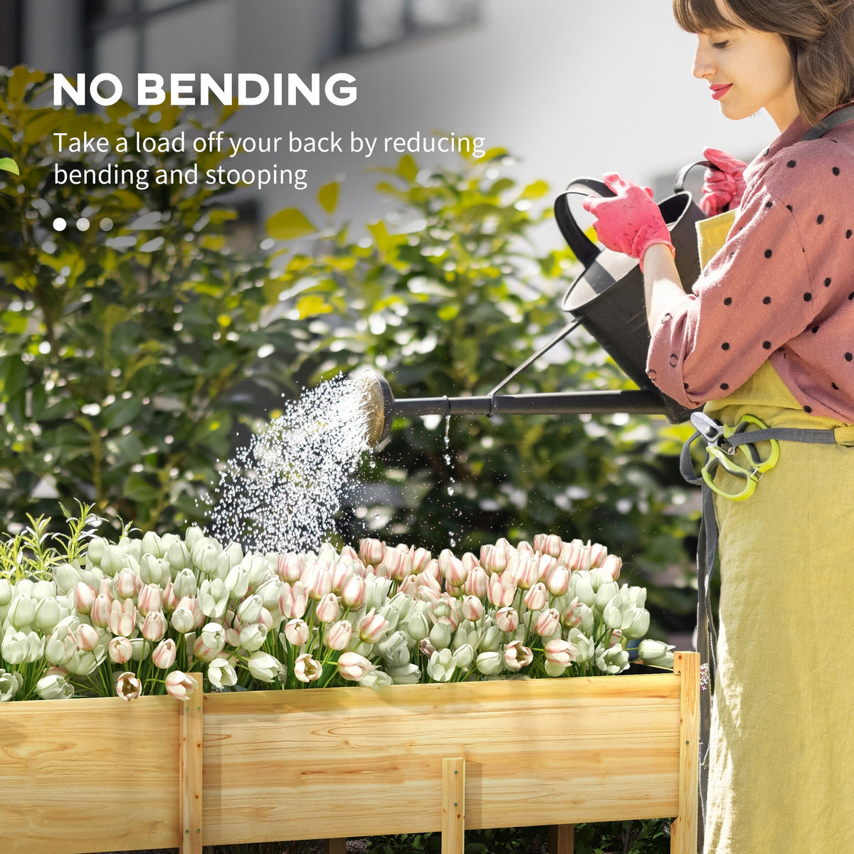 Wooden Raised Garden Bed Planter, Large Elevated Planter Box with Legs, Bed Liner and Drain Holes, Grey