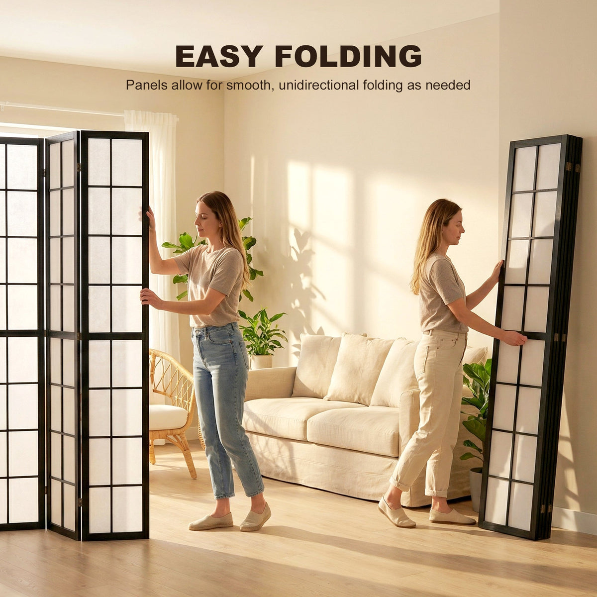 3 Panel Room Divider, 5.6 ft Folding Wall Divider Room Partition for Home Office, Bedroom, Black