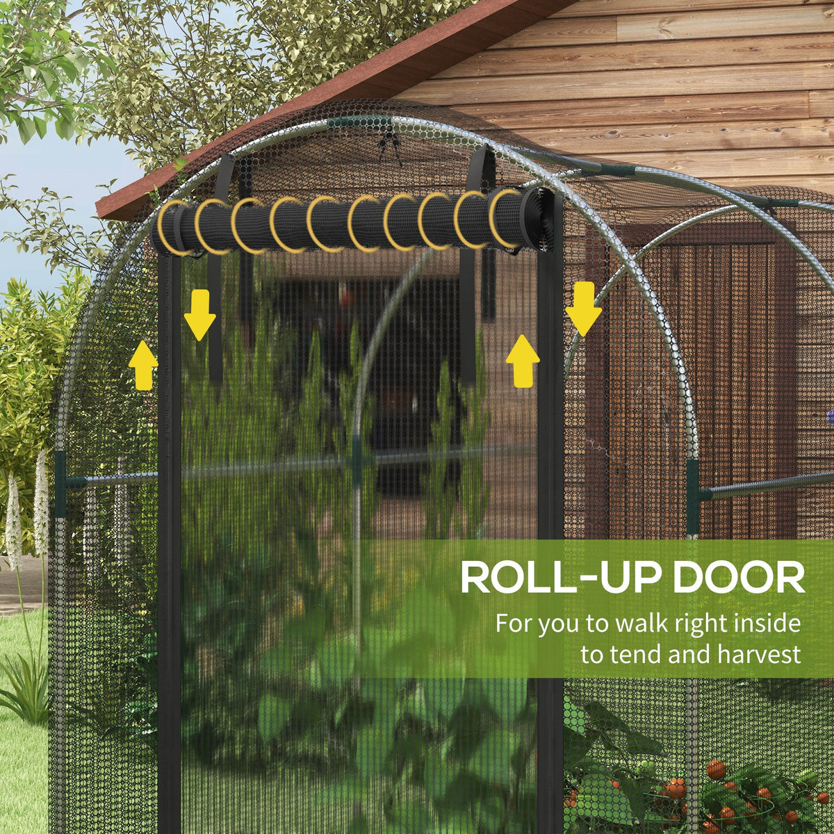 Galvanized Steel Crop Cage, Plant Protection Tent with Zippered Door, 4' x 4', Black