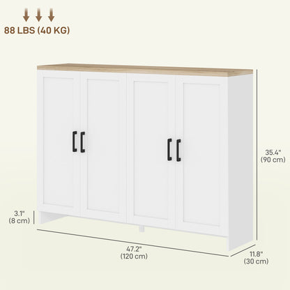 Modern Sideboard Buffet Cabinet, Modern Kitchen Storage Cabinet with 3 Doors Adjustable Shelves, for Dining Room, Black