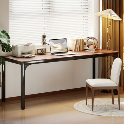 71" Computer Desk, Desktop Desk with Metal Legs, Distressed Black