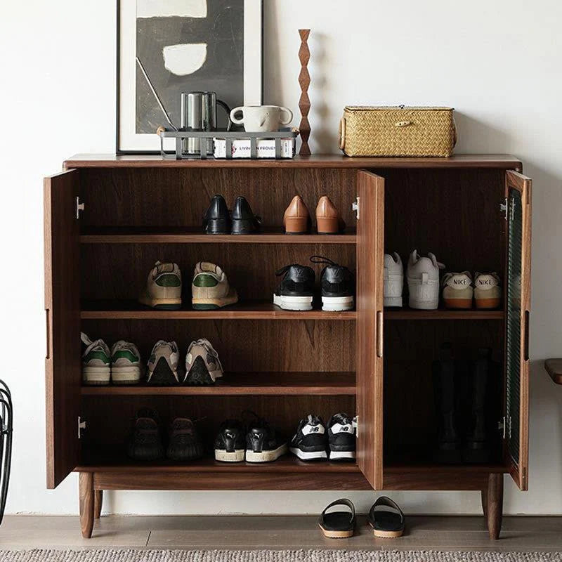 SC03 Ash Wood Shoe Cabinet, Walnut Finish