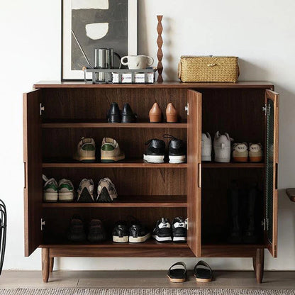 SC03 Ash Wood Shoe Cabinet, Walnut Finish