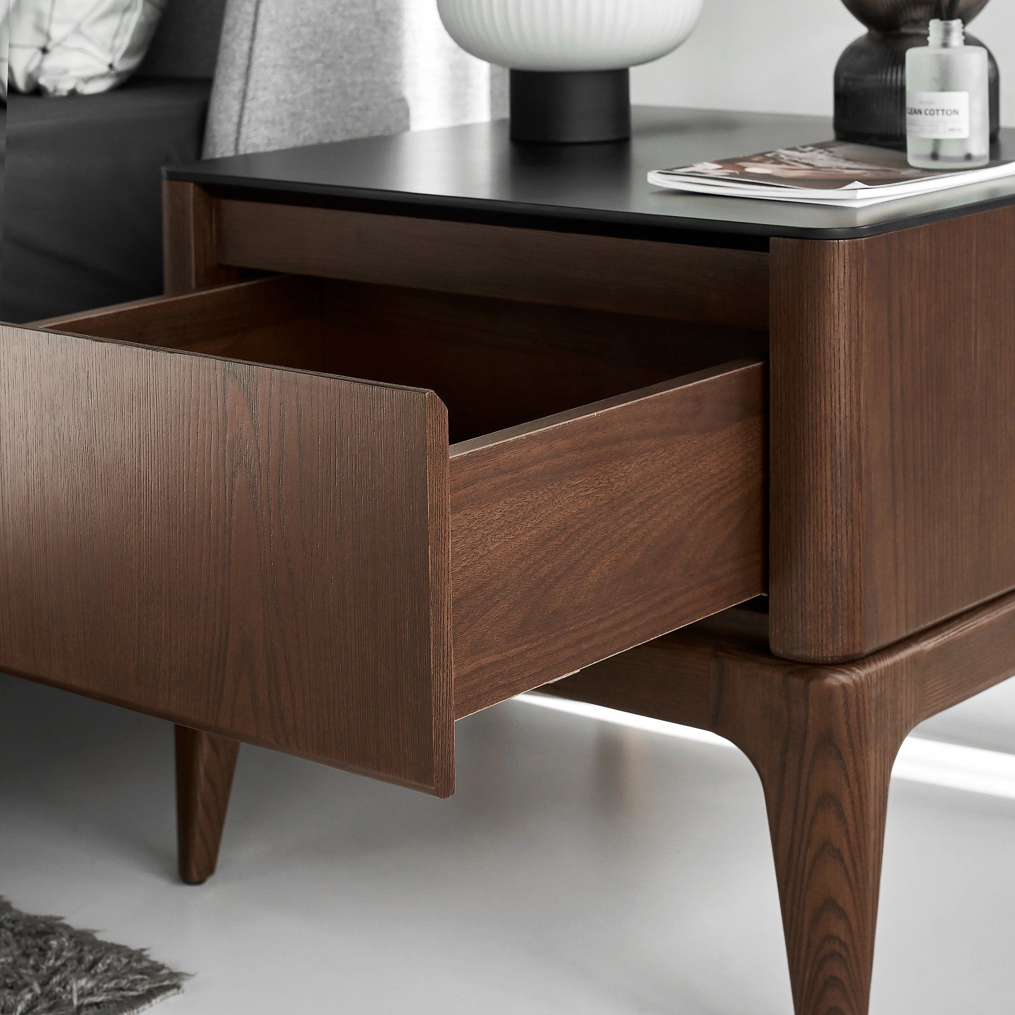 Scarlet Modern Ash Wood Nightstand