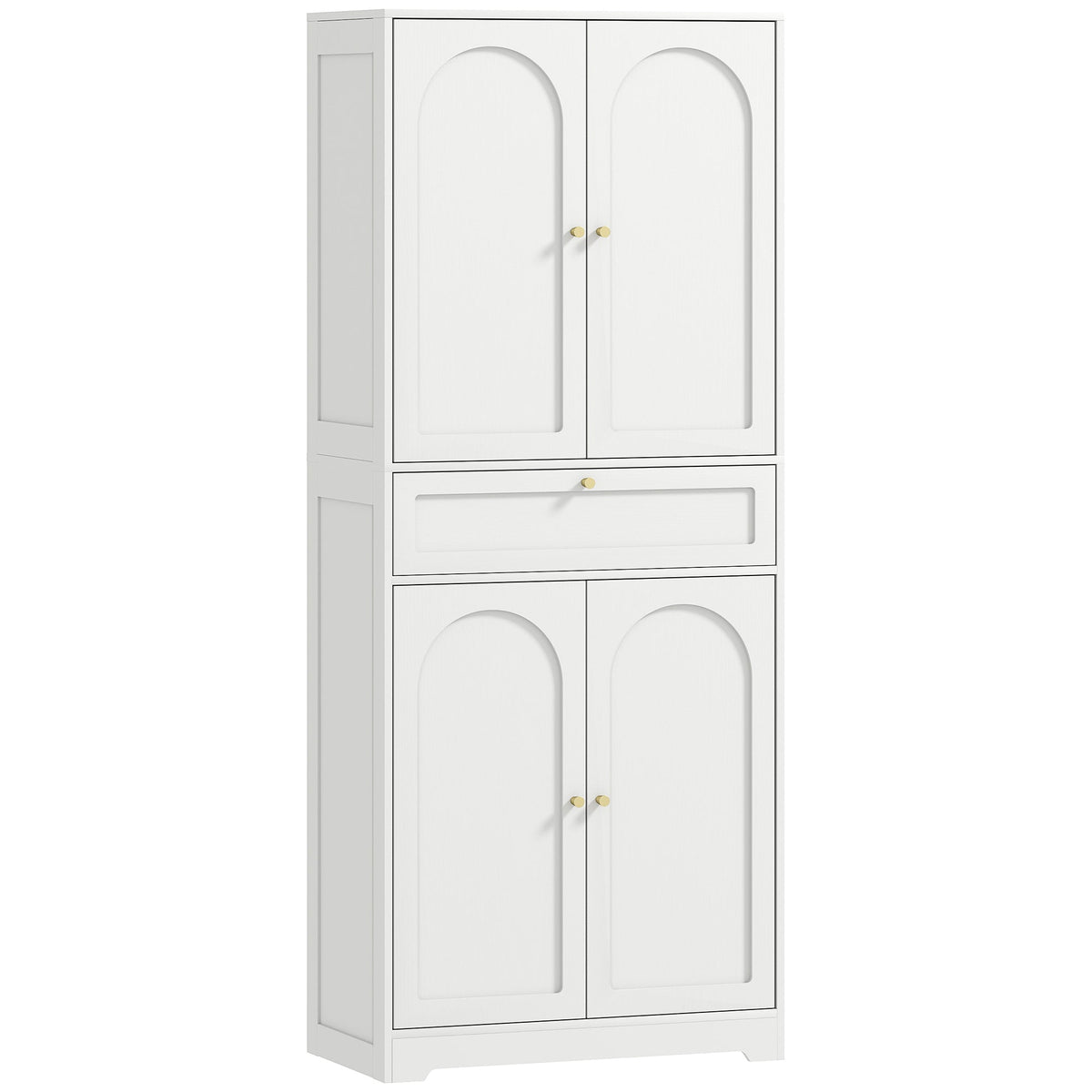 72.4" Tall Kitchen Pantry Cabinet, Modern Freestanding Storage Cabinet with Shaker Doors and Adjustable Shelves, White