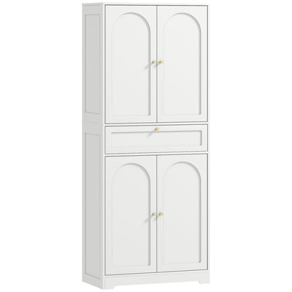 72.4" Tall Kitchen Pantry Cabinet, Modern Freestanding Storage Cabinet with Shaker Doors and Adjustable Shelves, White