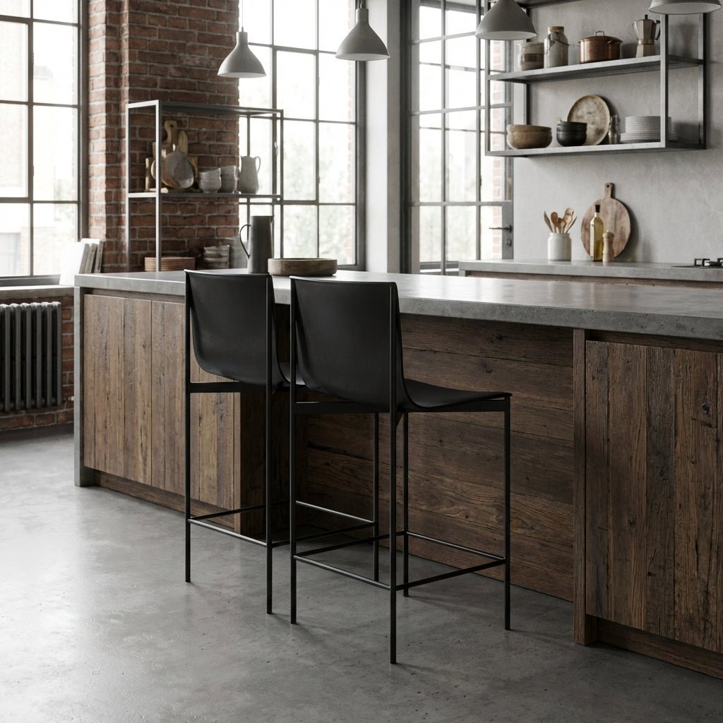 Set of Two Alto Modern High-Back Bar Stools