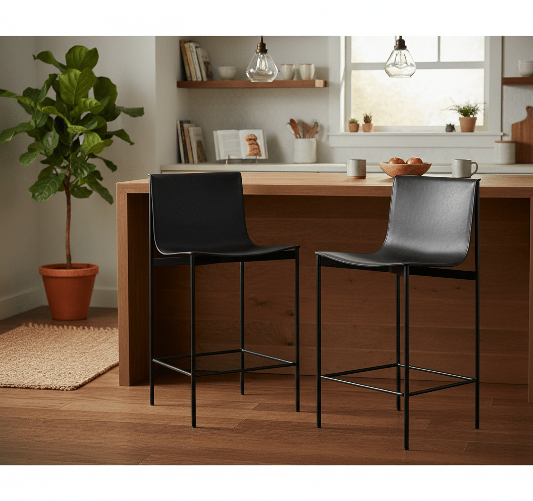 Set of Two Alto Modern High-Back Bar Stools