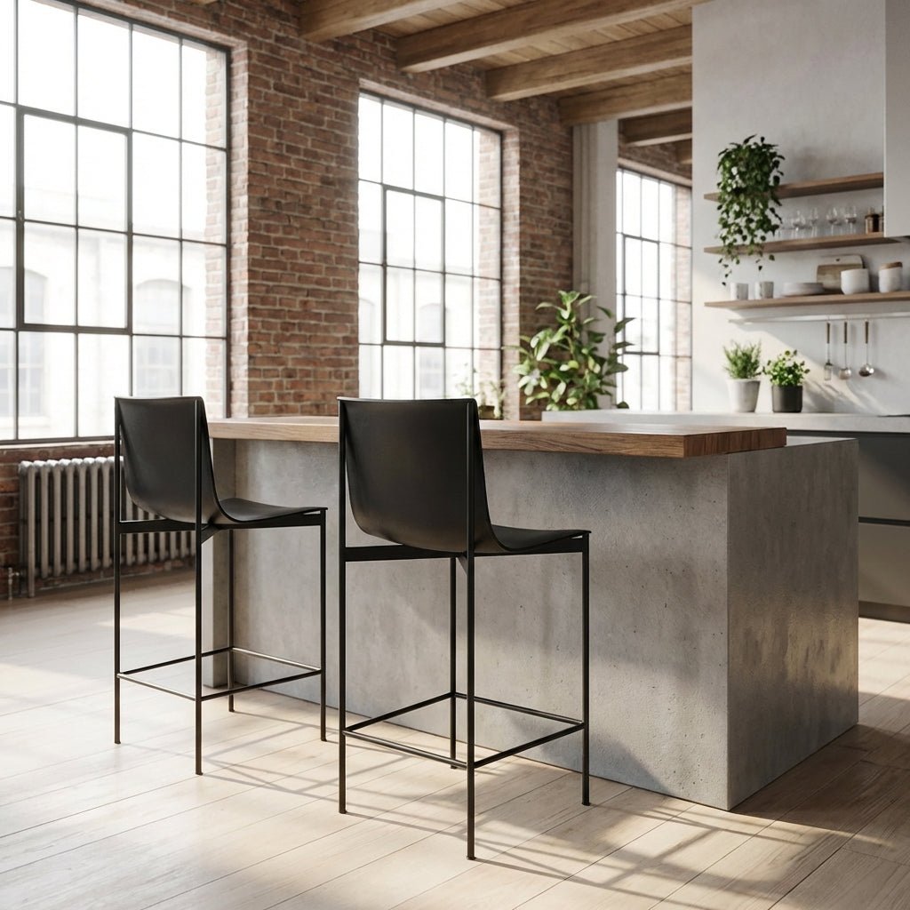 Set of Two Alto Modern High-Back Bar Stools