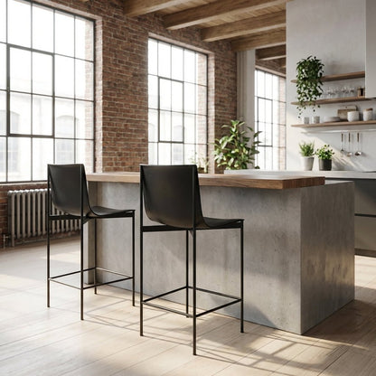 Set of Two Alto Modern High-Back Bar Stools