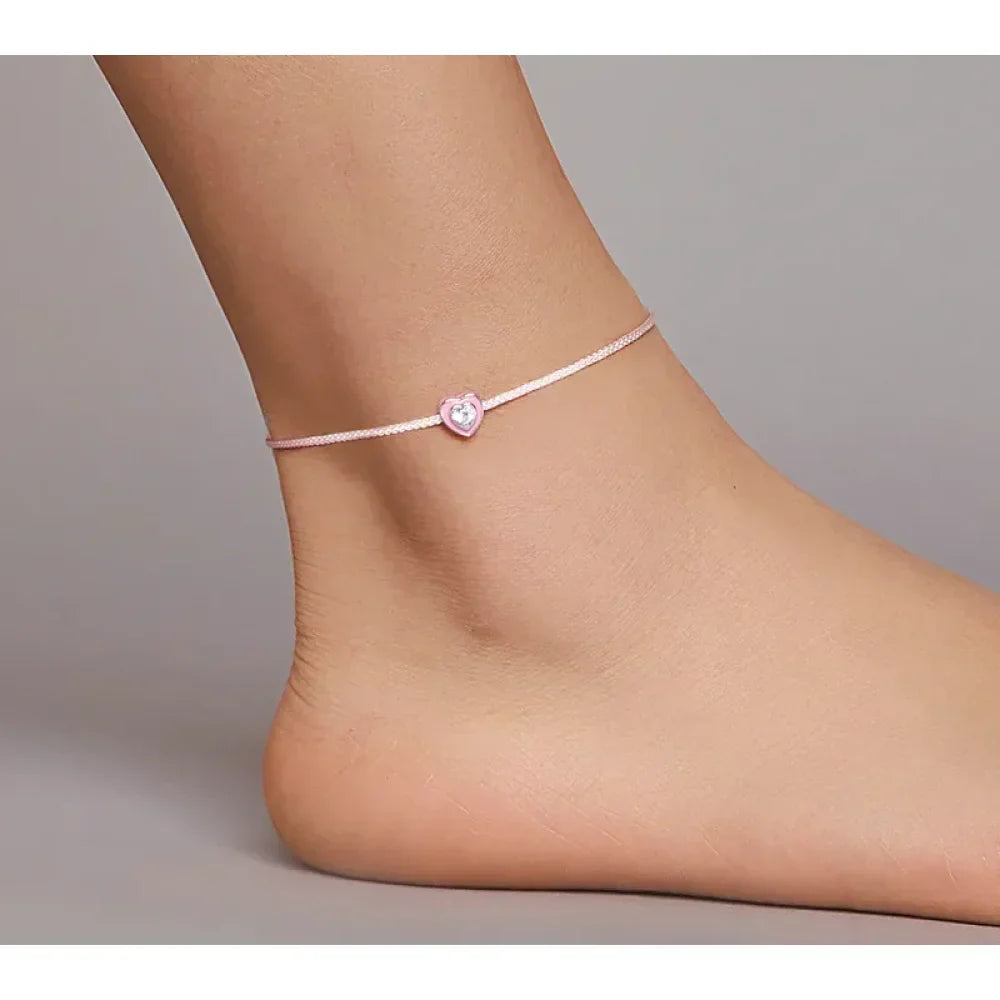 Simple Heart Silver Anklet | 925 Sterling Silver Bracelet For Women | Trendy Fashion Foot Jewelry