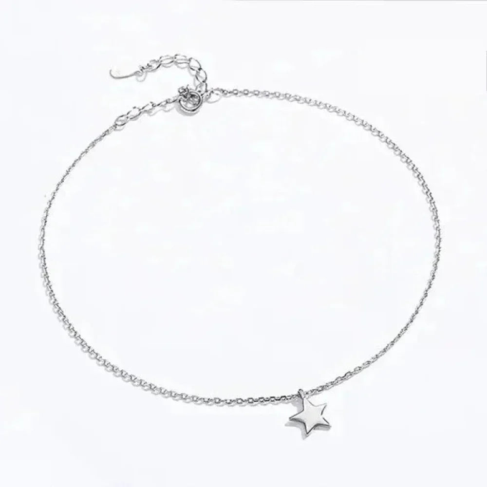 Simple Star Silver Anklet | 925 Sterling Silver Bracelet For Women | Fashion Foot Jewelry Sct009