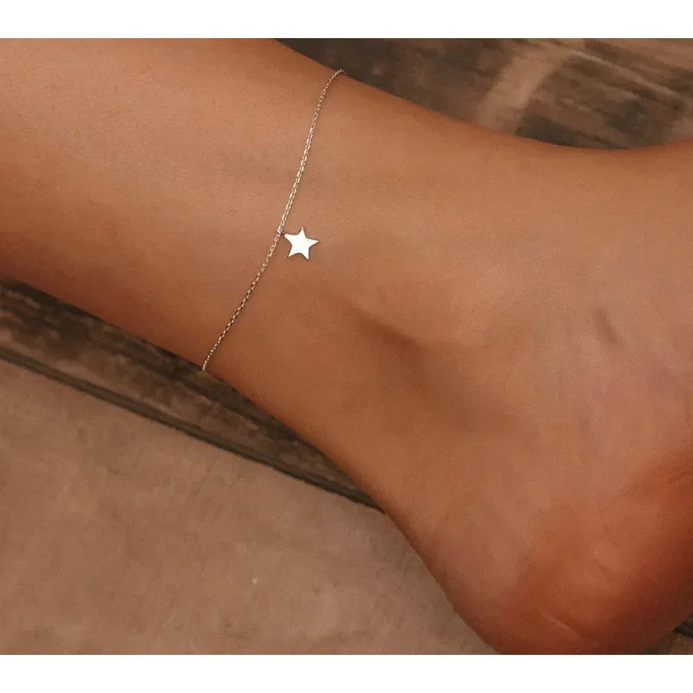 Simple Star Silver Anklet | 925 Sterling Silver Bracelet For Women | Fashion Foot Jewelry Sct009