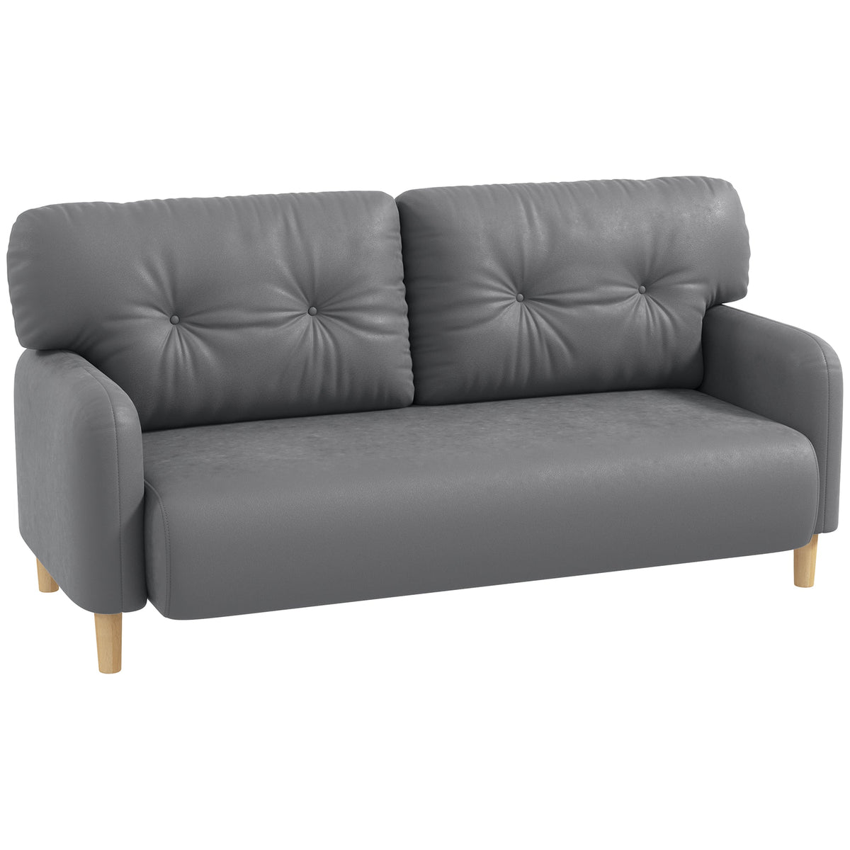 58" 2 Seat Sofa, Modern Love Seats Furniture, Upholstered 2 Seater Couch, Solid Wood Frame, Beige