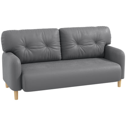 58" 2 Seat Sofa, Modern Love Seats Furniture, Upholstered 2 Seater Couch, Solid Wood Frame, Beige