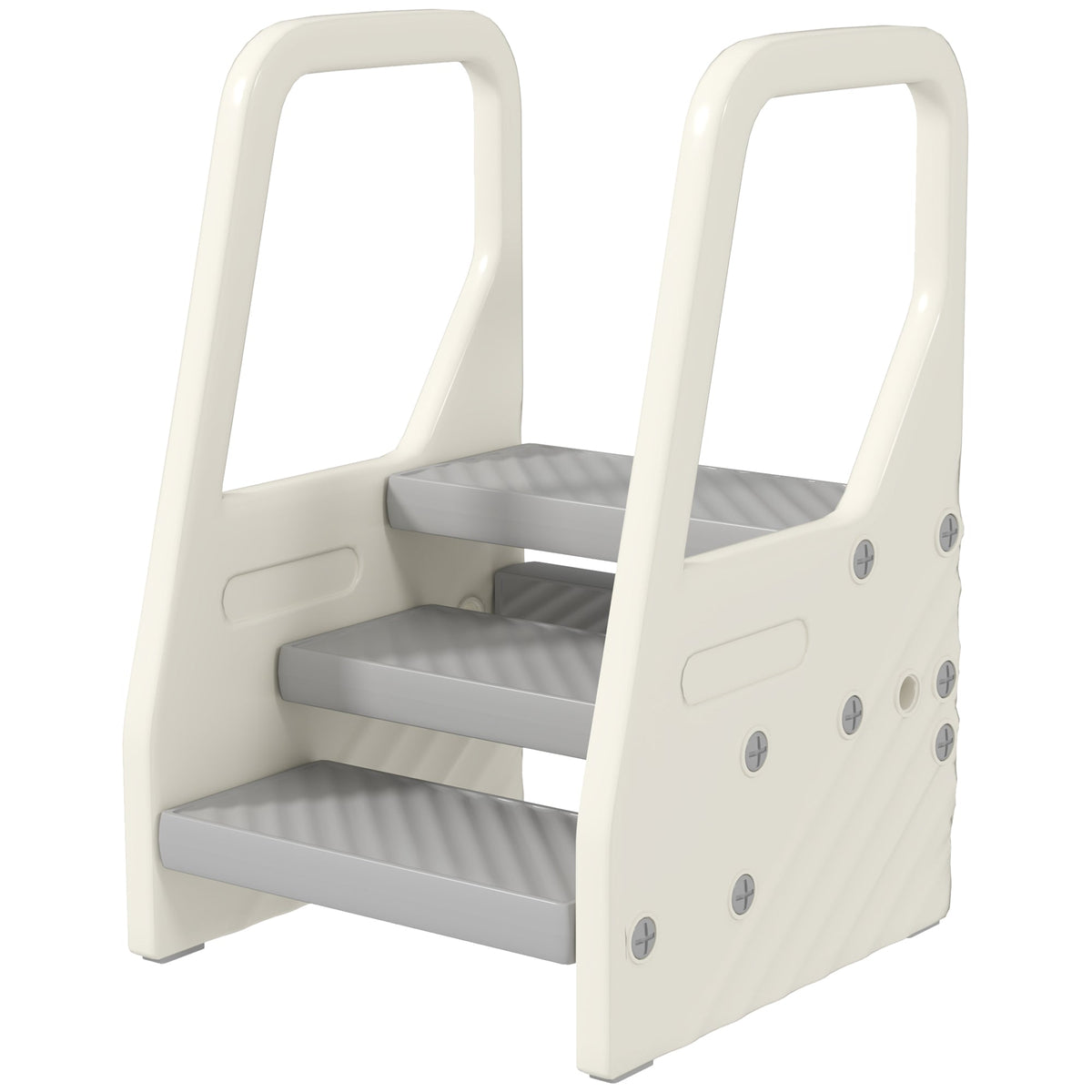 Adjustable Height Toddler Step Stool with Handle & Foot Pads, Grey
