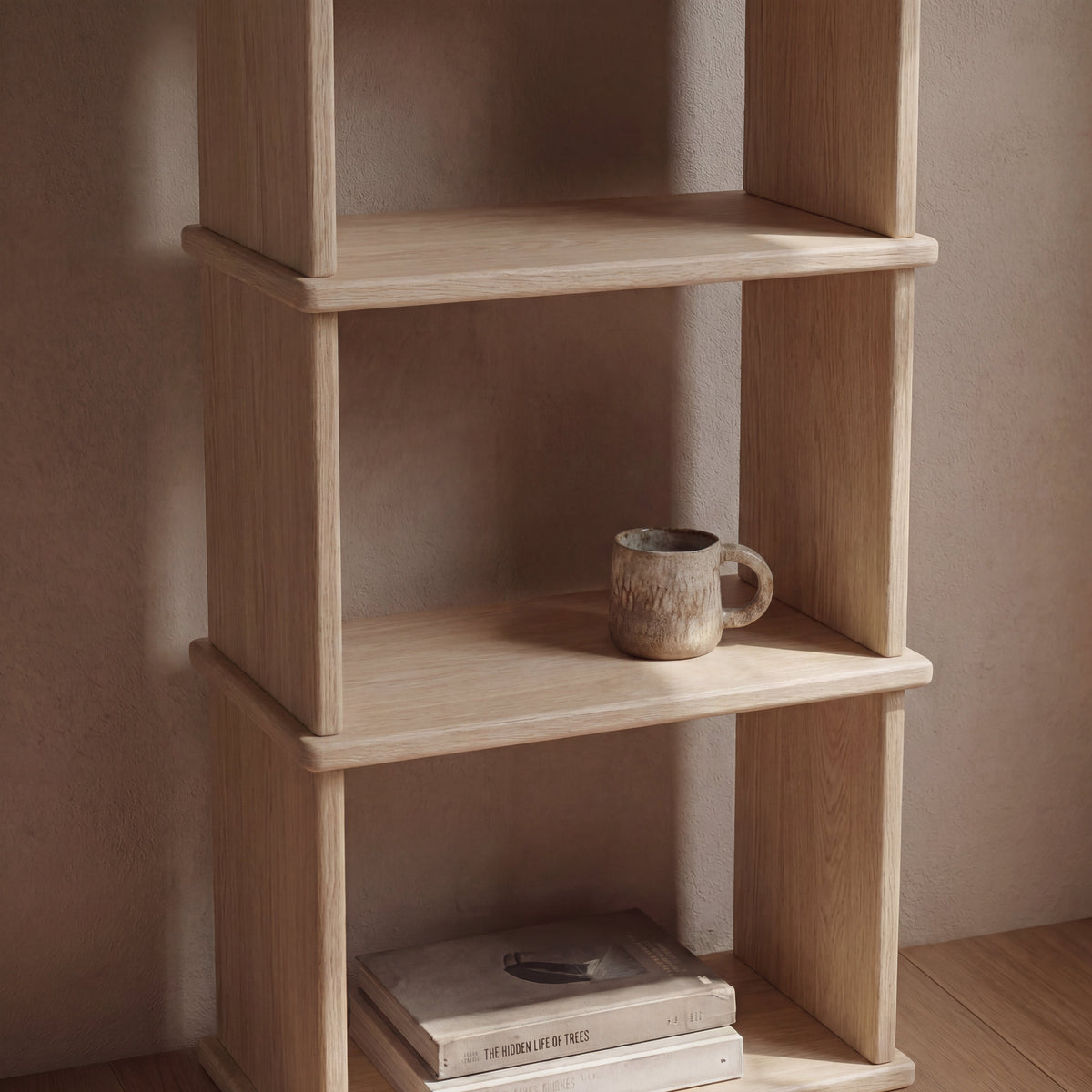 Small bookshelf in white oak