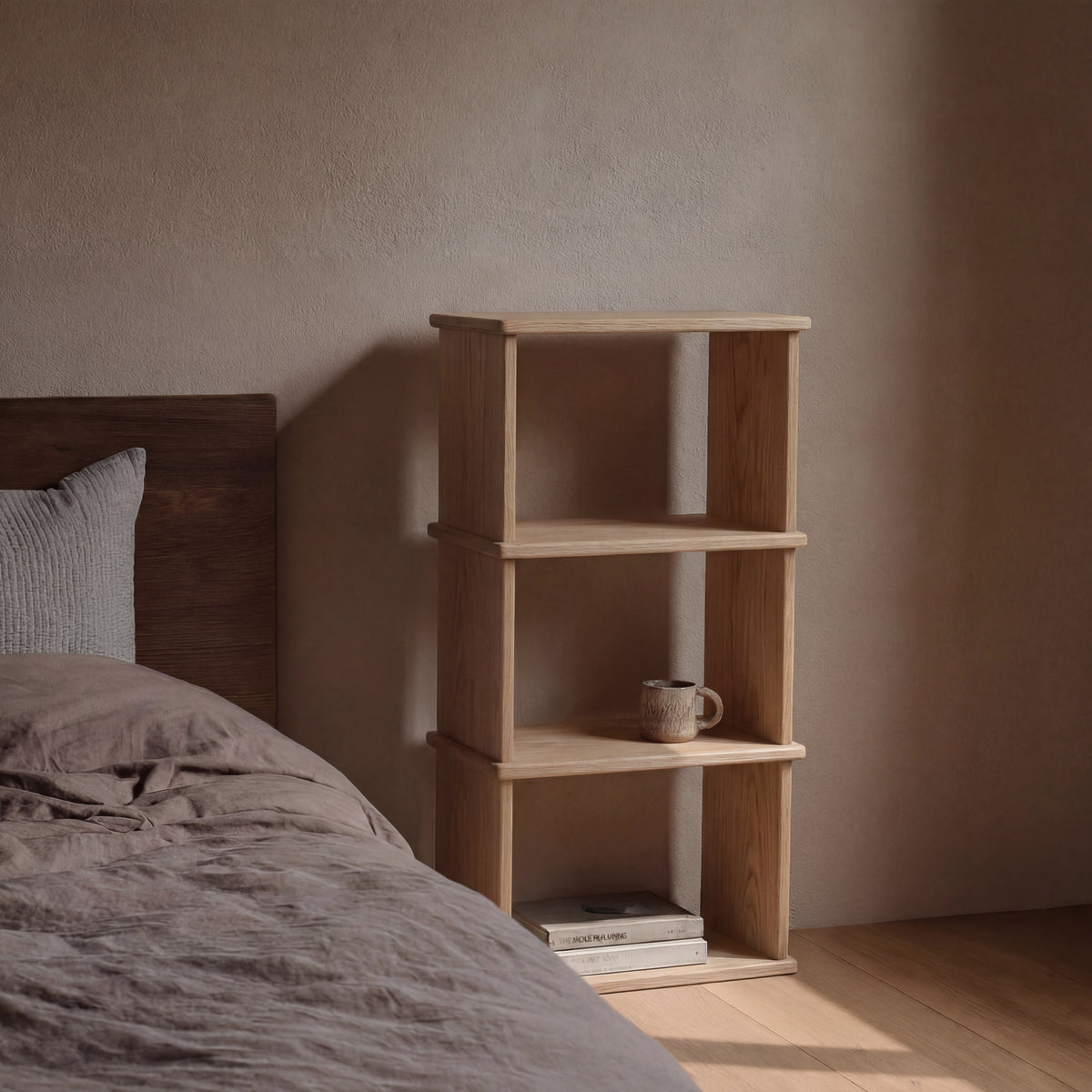 Small bookshelf in white oak