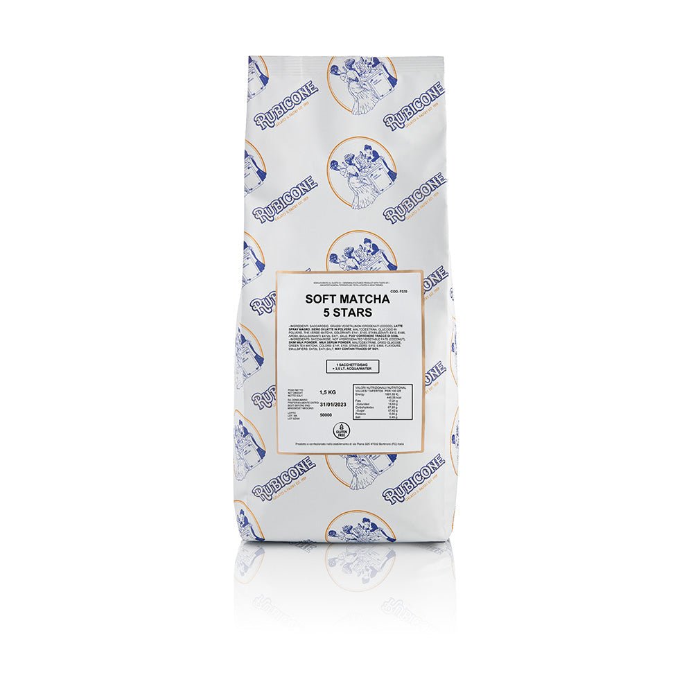 Soft Matcha 5 Stars Ready Creamy Soft Serve Mix - Complete Ready Base - Case of 8 x 1.5 KG bags - Rubicone Canada - Ships Free Within Canada on Orders Above CAD $199 - Royal Eagles Promise of Peace