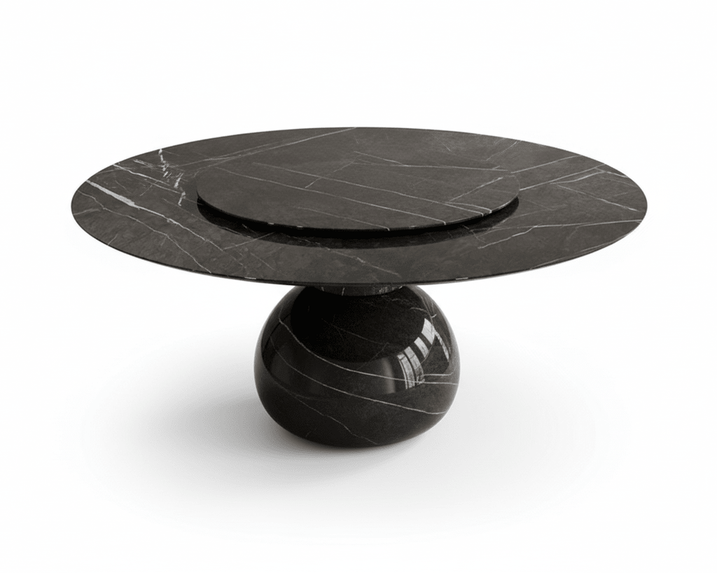 Solaris Round Marble Dining Table with lazy Susan