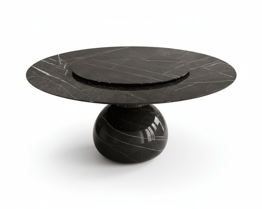 Solaris Round Marble Dining Table with lazy Susan