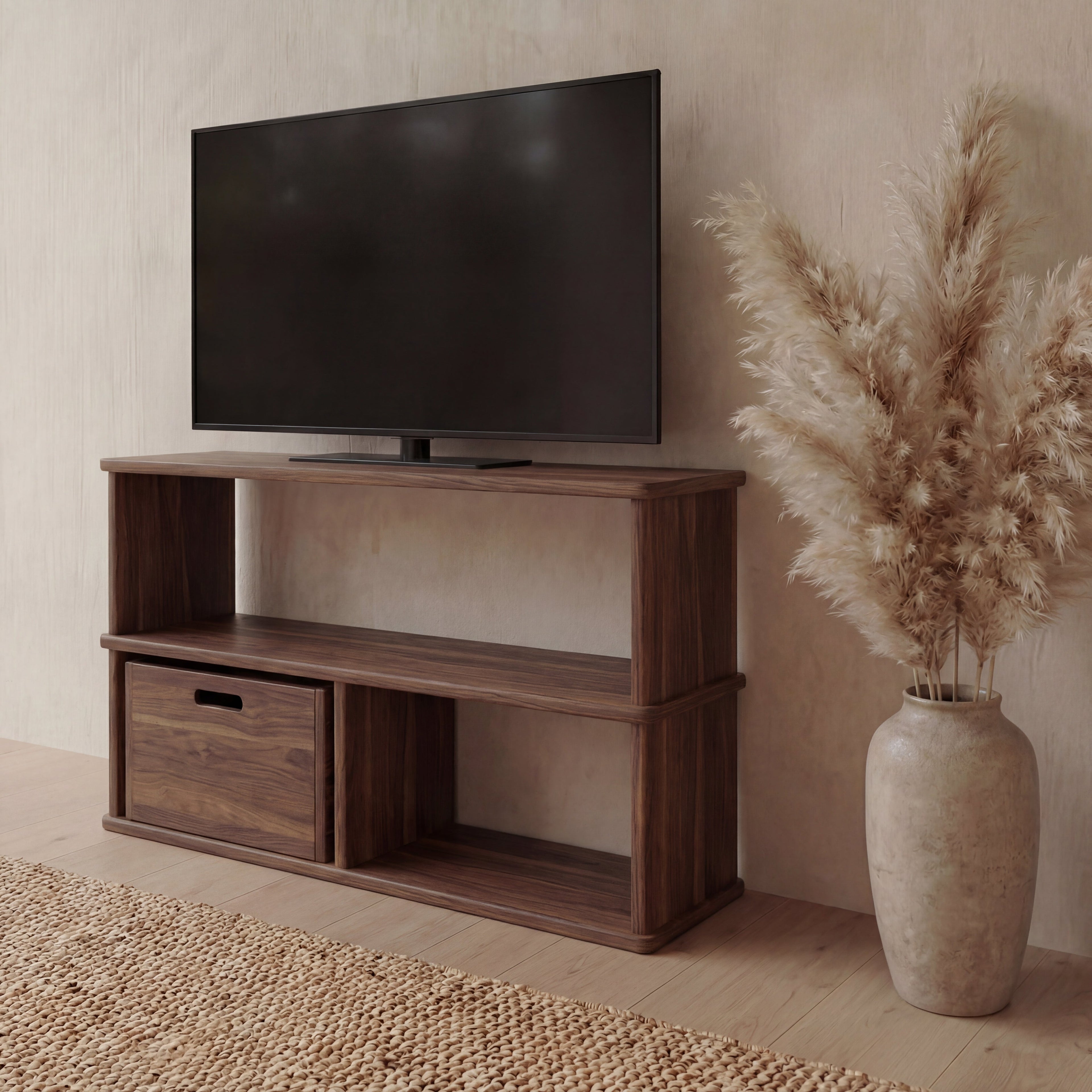 40 inch bookshelf TV stand in walnut