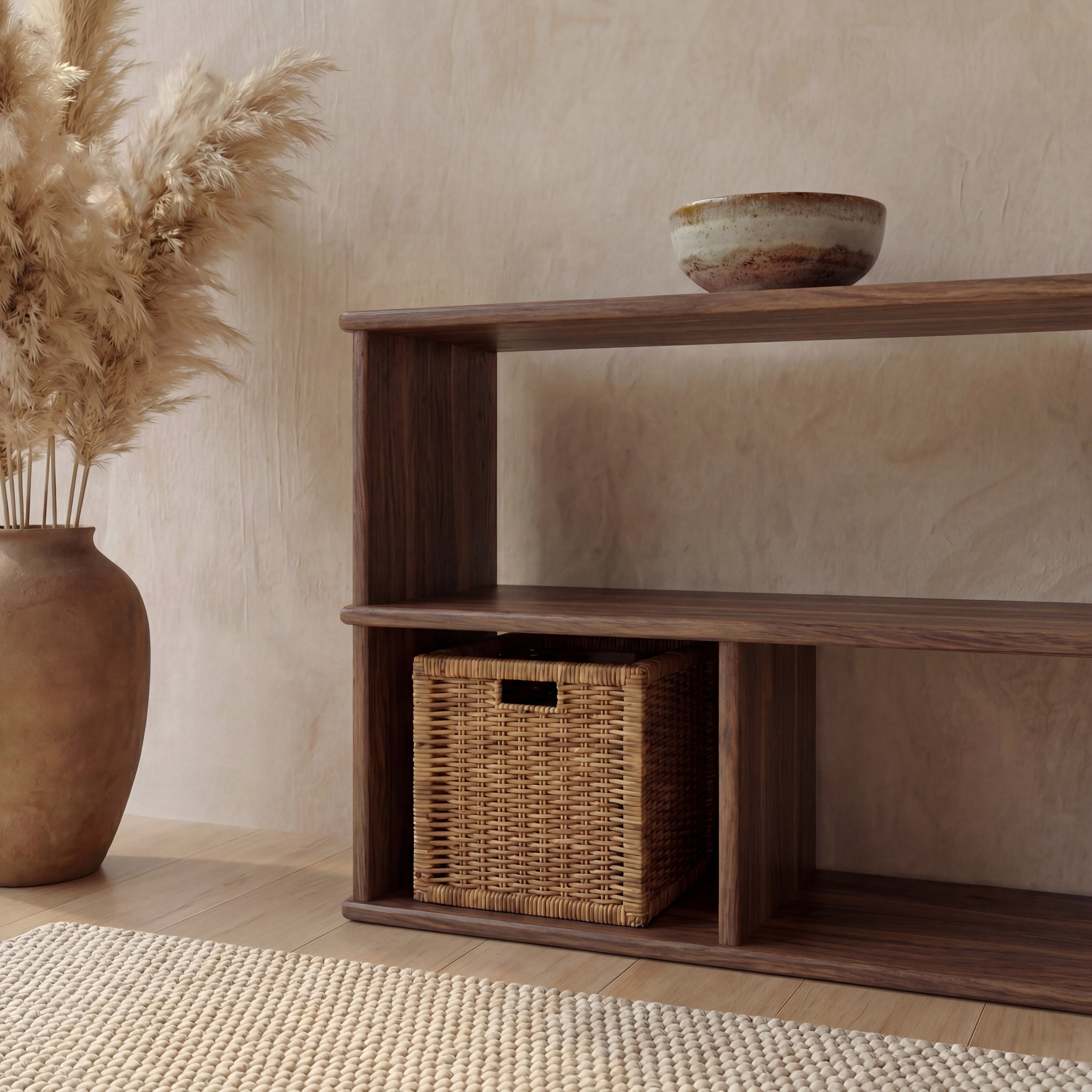 Console bookcase in walnut