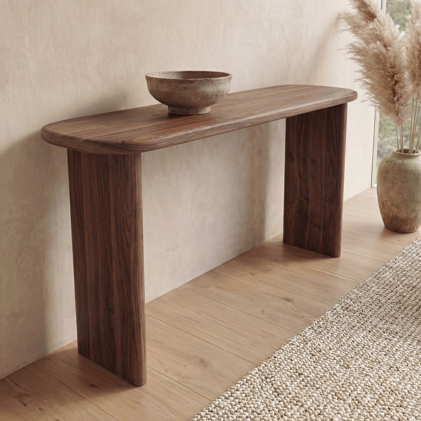 60 inch console table in walnut