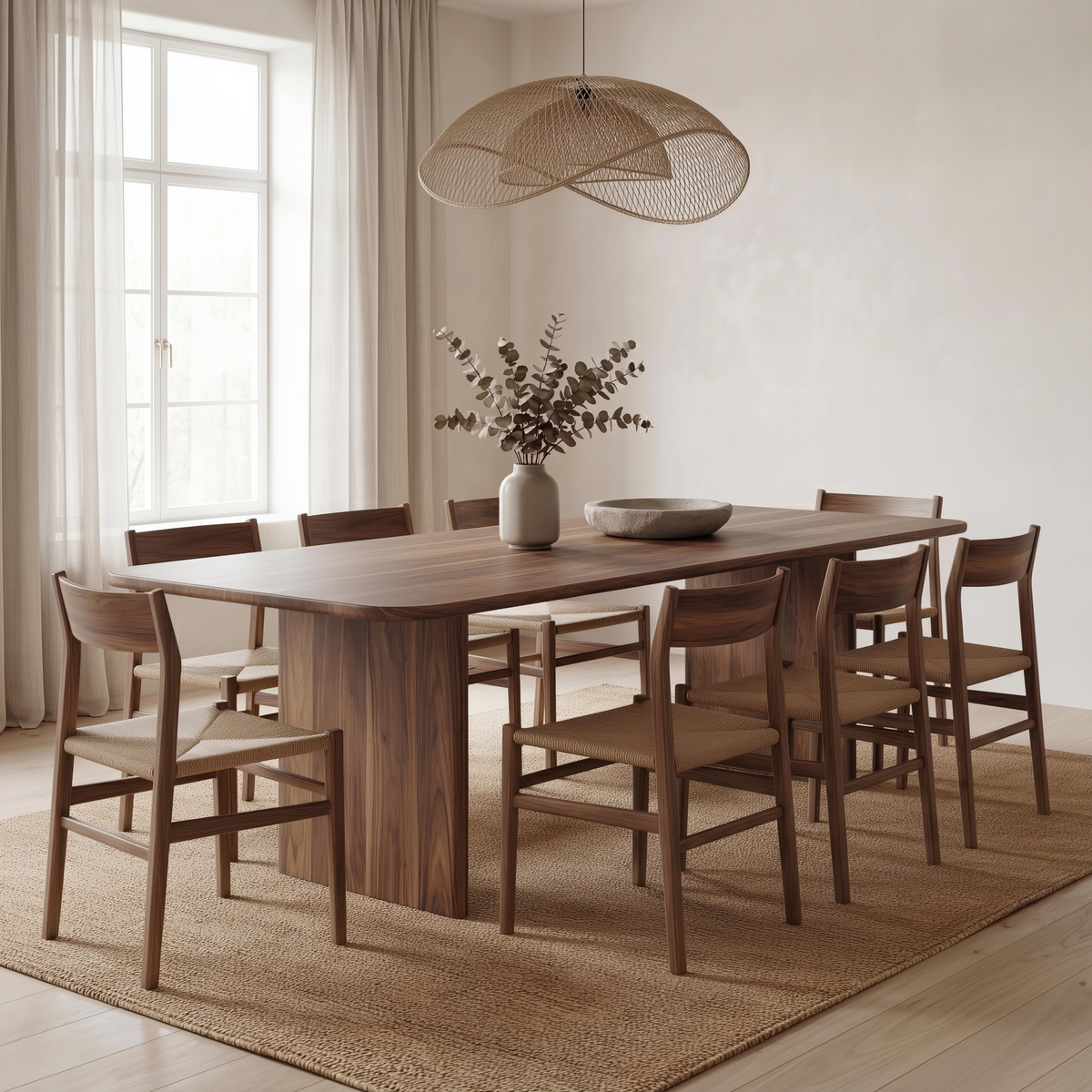 8 person dining table in walnut