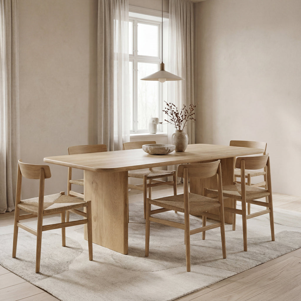 6 person dining table in white oak