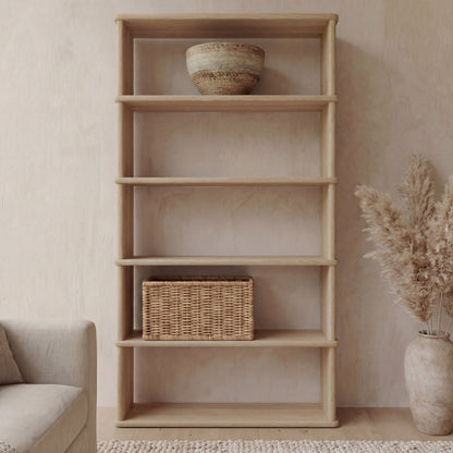 5 shelf bookcase in white oak