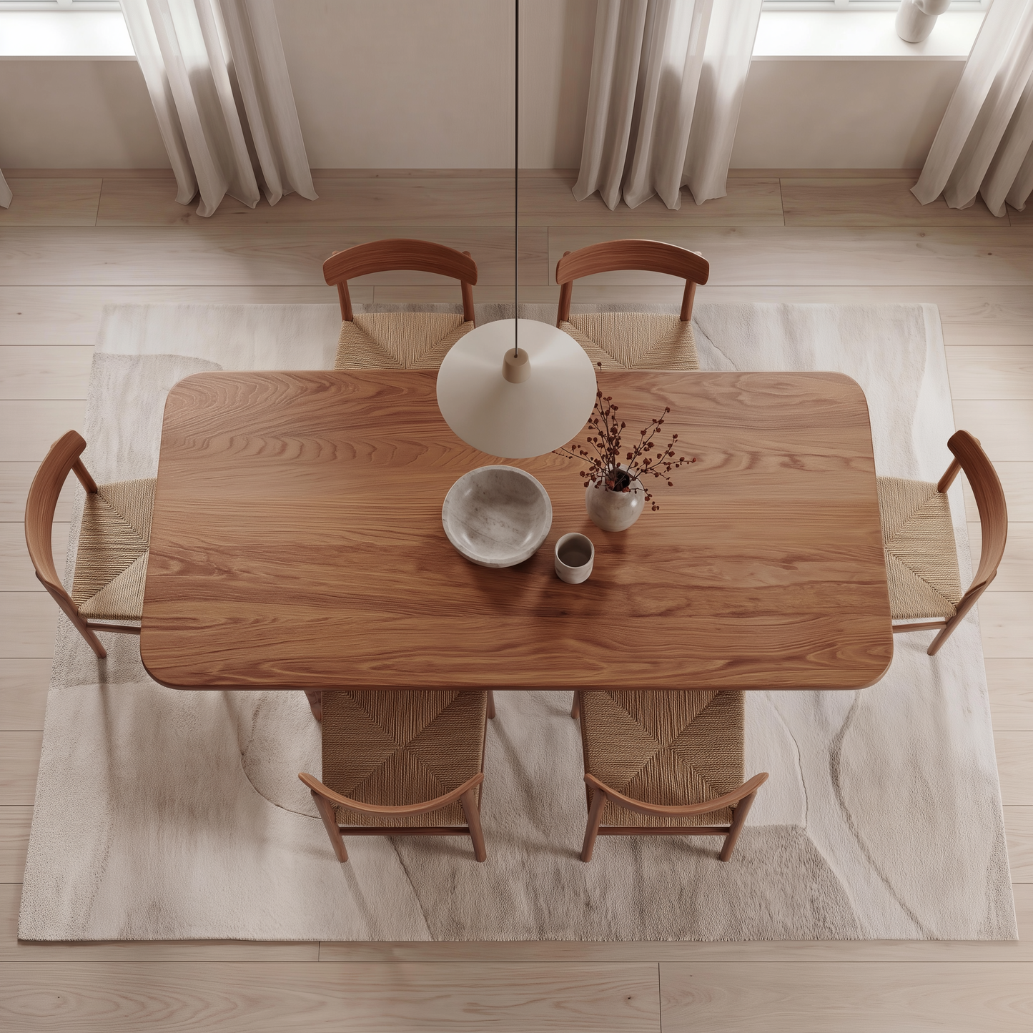 6 person dining table in red oak