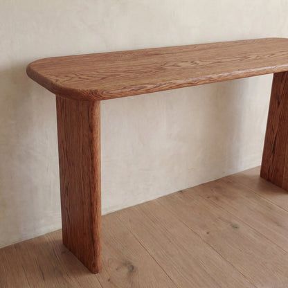 60 inch console table in red oak