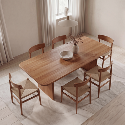 6 person dining table in red oak