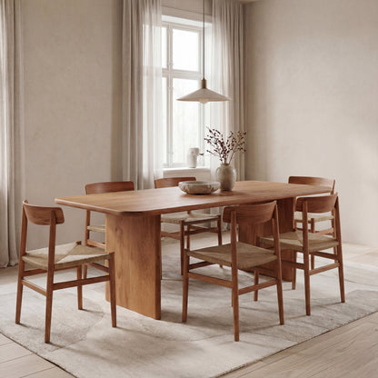6 person dining table in red oak