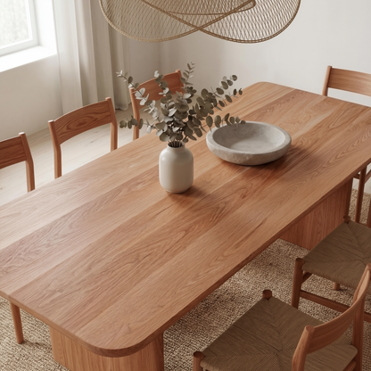 8 person dining table in red oak