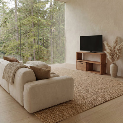 40 inch bookshelf TV stand in red oak