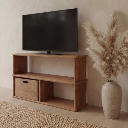 40 inch bookshelf TV stand in red oak