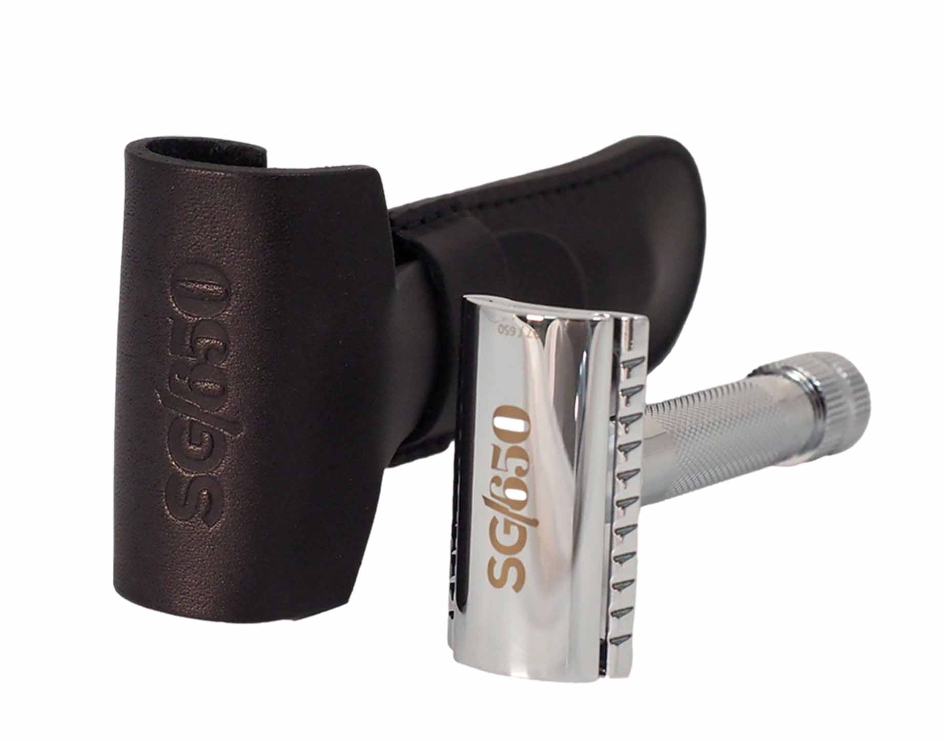 Merkur DE Razor 34C Limited Edition 650 Years, set including leather sleeve, 10ct blades, in a gift box.
