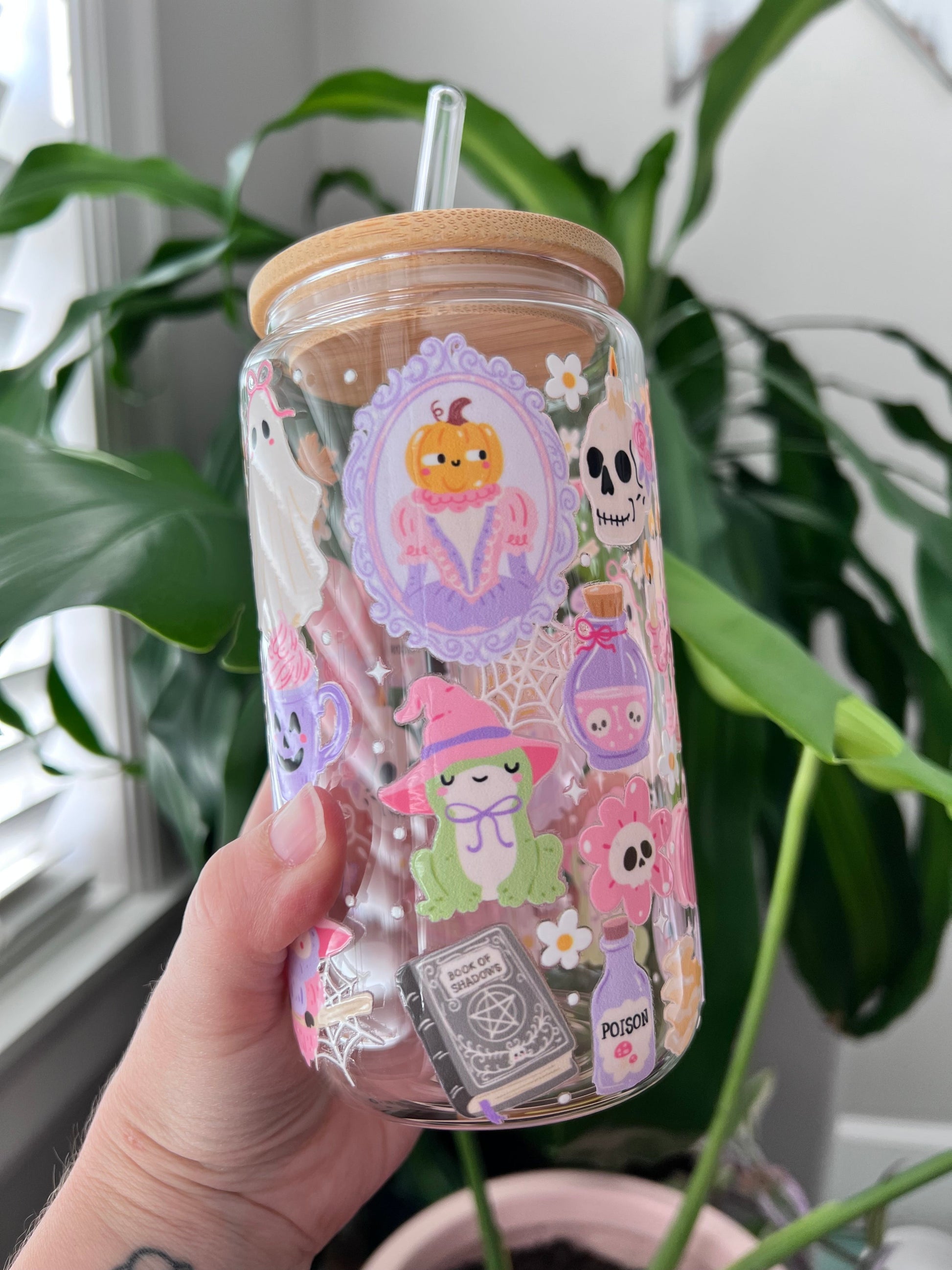 Spooky Cozy Halloween Glass Cup - Royal Eagles Promise of Peace